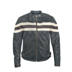 Veste en cuir rembourrée matelassée d'hiver pour hommes de haute qualité à capuche grande taille fermeture à glissière décontracté coton remplissage Techniques lavées - Product Image 2