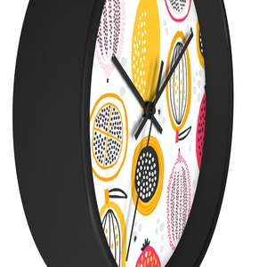 Reloj de pared bohemio para cocina, con marco negro, estampado de fruta - Product Image 5