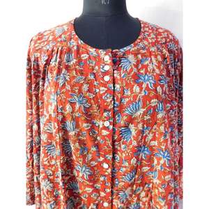 Vestido de verano de estilo bohemio de algodón puro con estampado floral hecho a mano, Túnica sexy informal - Product Image 3