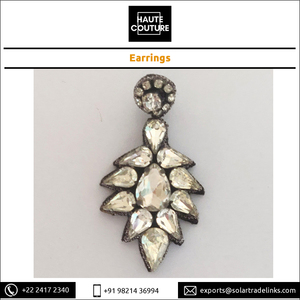 Boucles d'oreilles pendantes en cristal en forme de goutte, faites à la main, avec strass argentés, par le meilleur fabricant indien, pour femmes, idéales pour les soirées – Vente chaude - Product Image 5