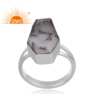 ใหม่ชาติพันธุ์ Dendrite โอปอลแบนตัดพลอยโลงศพแหวนรูปร่างเครื่องประดับผู้ค้าส่ง925เงินซ้อนแหวนเครื่องประดับปรับ - Product Image 2