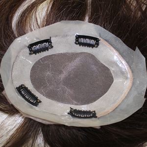 Tupé de encaje de alta calidad, cabello humano 100% humano, color natural, base de seda, peluquín - Product Image 2