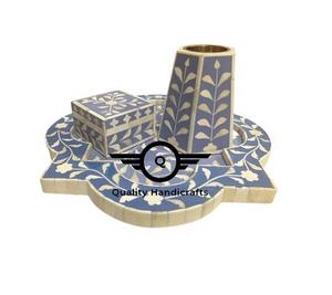 Plateaux de service en bois avec incrustations de os multicolores, best-sellers, 30x20x5cm, certifiés EPCH, qualité hôtelière et restauration, artisanat - Product Image 1