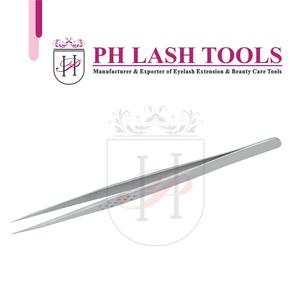 Extensión de pestañas de acero inoxidable de alta calidad, pinzas finas de aislamiento recto con diseño punteado en Color satinado, Etiqueta Privada - Product Image 5