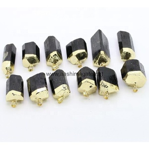 Natural <b>Crystal</b> Stone Black Tourmaline Raw Electroplated <b>Pendant</b> <b>for</b> Necklace Making <b>Crystal</b> Craft Women Fashion Jewelry <b>Pendant</b> - Product Image 1