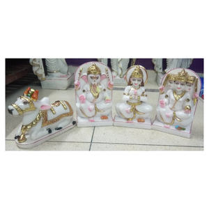 White Marble Laxmi Ganesh Kuber Nandi Ji God <b>Statue</b> For Worship Purpose - Product Image 1
