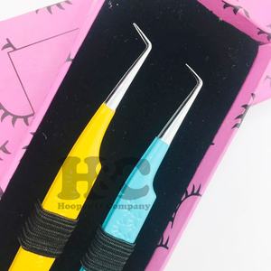 Top vente pince à cils pointe argentée poignée en diamant personnalisé 90 degrés extension de cils pince à épiler marque privée Logo vison - Product Image 1