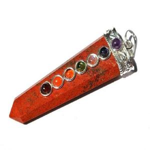 Pendentifs chakras en jaspe rouge, jolis cristaux de guérison naturels, pierres précieuses, pour collier, vente en gros, - Product Image 1