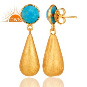 Pendientes de plata de ley con gema Natural de matriz turquesa, pendientes de gota de lágrima para mujeres, fabricante de joyería - Product Image 3