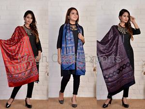 Écharpe Ajrakh en coton imprimé à la main Kutch pour femmes Dupatta de couleur naturelle pour costumes d'été teints à la main par Artisans - Product Image 5