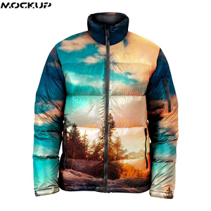 Chaqueta acolchada de invierno OEM con cremallera ligera personalizada para hombre, nuevo diseño con cuello levantado sublimado e impreso - Product Image 6