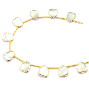 แม่ของมุก11ถึง13มม. รูปทรงไม่สม่ำเสมอเจาะด้านข้างชุบทอง10เส้นลูกปัด - Product Image 4