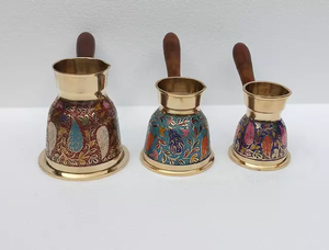 Ensemble de 3 chauffe-café classique pour cuisine, hôtel, Restaurant, Pot de service à café multicolore, design moderne, chauffe-café en métal - Product Image 2