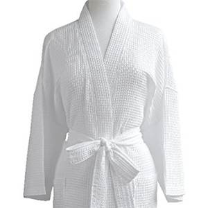 Custom Logo White Cotton <b>Waffle</b> <b>Bathrobe</b> with Woven Techniques Made in Turkey for Home & Hotel Use Fabric for Bathroom - Product Image 2
