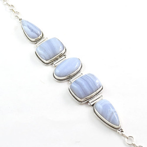 Pulsera de ágata de encaje azul, joyería al por mayor, pulsera de piedra de plata de ley - Product Image 4