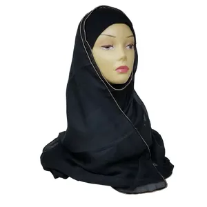 2021 Women Solid Plain Chiffon Hijab Handmade Cotton Plain Design For Women Custom Design Factory Price Solid Color Women Muslim
