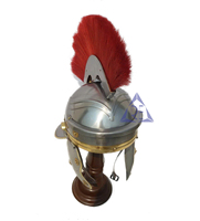 Casque de centurion romain médiéval avec armure d'artisanat en métal panache rouge pour le bureau et la décoration intérieure Costume de jeu de rôle viking