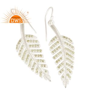 Pendientes Colgantes de Plata de Ley 925 al por Mayor, Joyería con Diseño de Hoja, Pendientes Colgantes con Piedra Preciosa de Peridoto Natural, Proveedor al por Mayor - Product Image 2