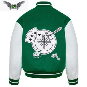 Leather Letterman Bomber Mens Wool Black Baseball Men's Vintage Size Sleeves Medium Button Lightweight Windbreak - Product Image 2