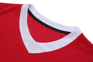 Ensemble de maillot de basket-ball rouge pour hommes, sans manches, col en v, évacuation de l'humidité, imprimé géométrique, vêtements de sport en Polyester - Product Image 2