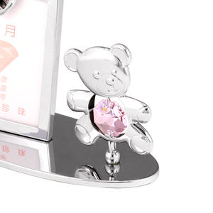 Crystocraft Hot Sale Chrome Plated <b>Metal</b> Iron Pink Colour Brilliant Cut Crystals Birthstone Teddy Bear Jun Birthday <b>Photo</b> <b>Frame</b> - Product Image 5
