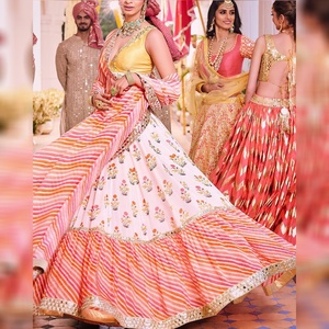 Lehenga Choli de créateur indien lourd avec chemisier non cousu multicolore pour robe femme en vêtement ethnique Surat Apparelgarment - Product Image 1