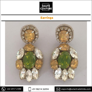 Boucles d'oreilles en pierre ovale brodées à la main, pour femmes et filles, bijou léger et tendance, style ovales, de fête, nouvelle collection - Product Image 5
