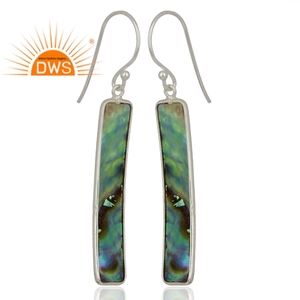 Pendientes de plata de ley fina con forma de barra, pendientes de concha de abulón Natural, GEMA, fabricante de joyería - Product Image 3
