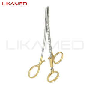 Pince à torsion LIKAMED CORWIN-HEGAR 16 cm en acier inoxydable avec porte-aiguille Corwin et poignée dorée de type clip - Product Image 2