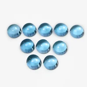 Pedra preciosa para cascão, pedra preciosa azul natural de céu de 5mm, arredondada 8.10 carat, lotes de gemas ishu, com 10 peças