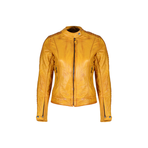 แจ็คเก็ตหนังแกะสีแทนสำหรับผู้ชายปี 2024 ขายส่ง แจ็คเก็ตบอมเบอร์หนังวัวแท้ แต่งลายแบบดิสเทรส สำหรับใส่เป็นชุดลำลอง - Product Image 6