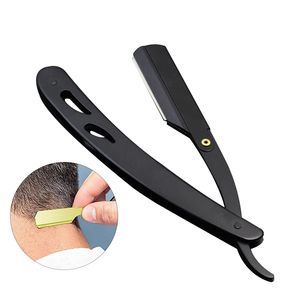 Maquinilla de afeitar de barbero, cuchillas rectas negras, navaja de afeitar, navaja de bolsillo plegable, corte fino - Product Image 5