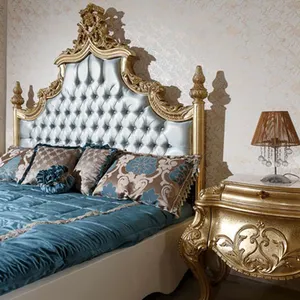 الفاخرة الفرنسية الروكوكو نمط الخشب منحوتة العتيقة الذهب احباط سرير ملكي الملكي الأوروبي مجموعة أثاث غرف النوم