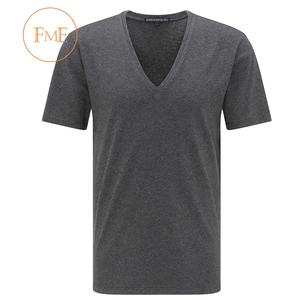 Camiseta personalizada 100% de algodón con cuello en V para hombre, camiseta informal de manga corta con logotipo bordado de talla grande, venta al por mayor - Product Image 5