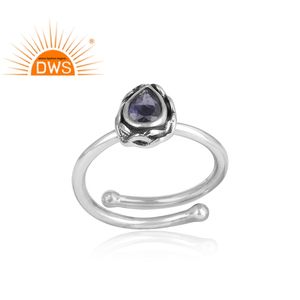 Bague en pierre précieuse naturelle, Iolite, pierre précieuse, bijoux réglable, 925 en argent nouvelle collection, vente en gros - Product Image 2
