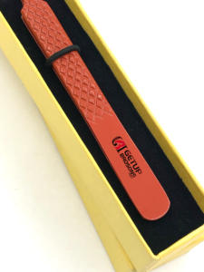 Pinzas profesionales de Extensión de pestañas de acero inoxidable de doble curva Logotipo personalizado Instrumentos de belleza Recubrimiento de polvo naranja oscuro - Product Image 4