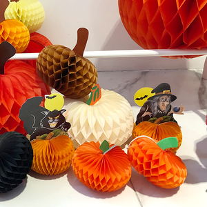 Handmade Tissue Paper Pumpkin Honeycomb <b>Decor</b> 10cm <b>Halloween</b> Thanksgiving Party Decoration Indoor Use - Product Image 4