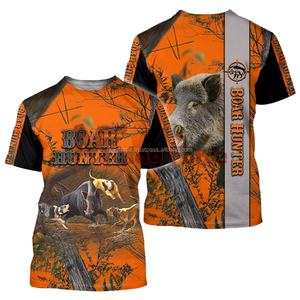 Camisa de Caza de Animales de Verano con Estampado de Serigrafía, Manga Corta, Transpirable, Antibacteriana, Mezcla de Algodón y Poliéster, Venta al por Mayor - Product Image 3