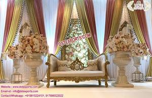 งานแต่งงานสีขาวหรูหราหนังกลับผนังสง่างามอังกฤษแต่งงานหนังตกแต่งเวทีแต่งงานหนัง Tufted แผงเวที - Product Image 4