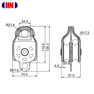 Polea de aluminio de doble rueda para escalada, rodamiento de bolas, cuerda - Product Image 4