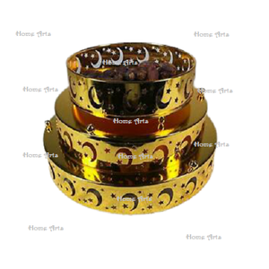 Lot de 3 plateaux de service pour fruits secs de différentes tailles, plateau de nourriture Ramadan couleur or de la meilleure qualité pour un usage spécial de l'Aïd - Product Image 5