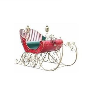 Trineo decorativo de Navidad, trineo de diseño hecho a mano, de METAL, Rojo - Product Image 1