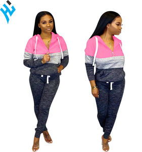 Survêtement d'hiver à manches longues 100% coton pour femmes, 2 pièces, sweat à capuche et pantalon de survêtement colorés avec Logo personnalisé - Product Image 3