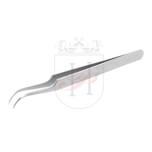 Pinzas de volumen de punta estrecha clásica curvada fuerte de acero inoxidable, en Color satinado, Etiqueta Privada, Punta curvada, volumen - Product Image 1