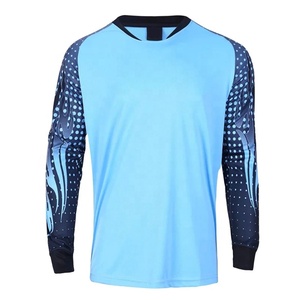 เสื้อฟุตบอลแขนยาวแบบยูนิเซ็กซ์ สีฟ้าอ่อน ลายจุดสีน้ำเงินเข้ม ลายเปลวไฟ คอกลม ระบายเหงื่อได้ดี ผลิตจากโพลีเอสเตอร์/คอตตอน ทรงปกติ - Product Image 1