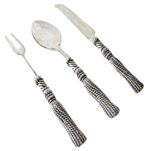 Juego de servidor de pastel de boda, mango hecho a mano de latón niquelado en relieve, servidor de acero inoxidable dorado y con cuchillo - Product Image 6