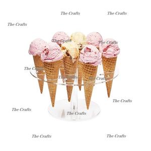 Soporte de acrílico para helados de forma redonda con soporte de cono de helado de calidad superior para uso doméstico en hoteles y eventos - Product Image 1
