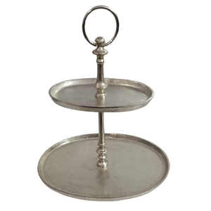 Plateau à gâteau à deux étages en métal, support de présentation, support à fruits, porte-biscuits pour mariage, maison, hôtel, restaurant, vaisselle décorative - Product Image 1