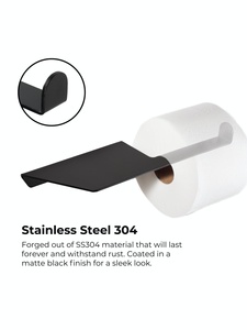 Porte-rouleau de papier toilette mural moderne en métal noir avec une finition élégante Parfait pour l'hôtel et le restaurant - Product Image 2