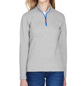 Pull-over de performance pour femme à col montant, séchage rapide, évacuation de l'humidité, double séchage, fermeture éclair 1/4, en polaire, polyester/coton, écologique - Product Image 3